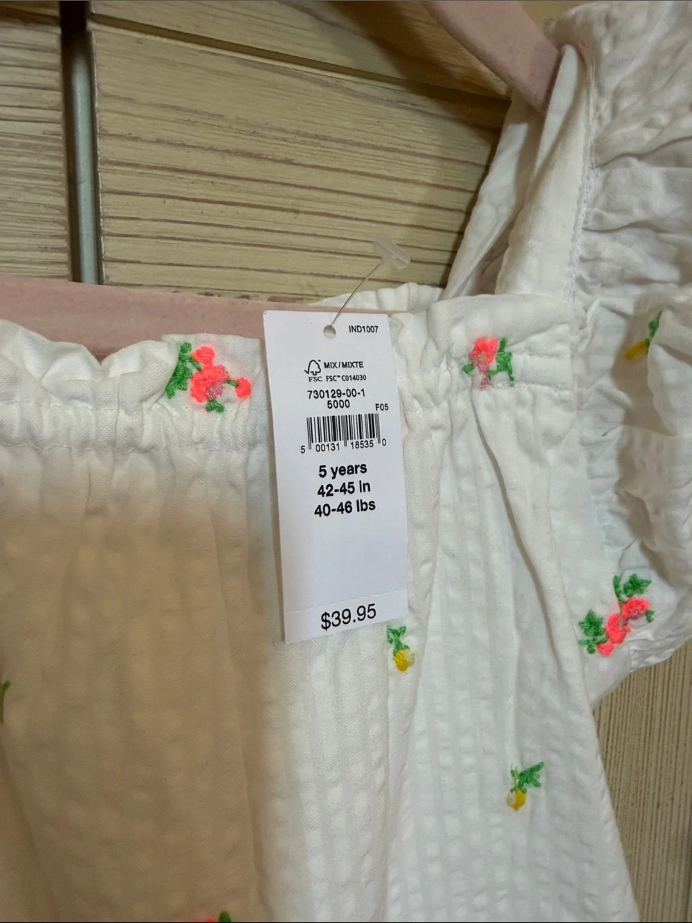 GAP Girls' White Floral Embroidered Ruffle Dress